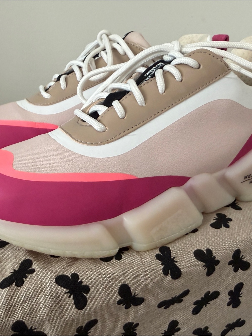 Weekend Max Mara Colorblock Pink Beige Sneakers - Picture 3 of 5
